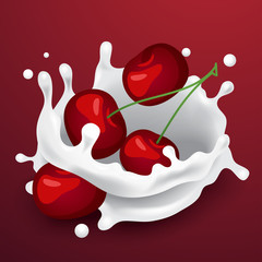 Milk Splash with ingredients : Vector Illustration