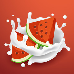 Milk Splash with ingredients : Vector Illustration