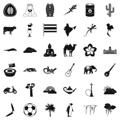 Exotic animal icons set, simple style