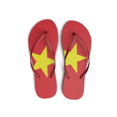 Vietnam flag flip flop sandals on a white background. 3D Rendering