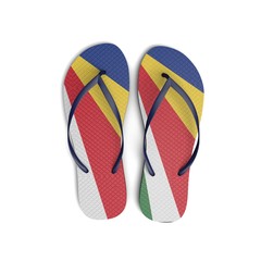 Seychelles flag flip flop sandals on a white background. 3D Rendering