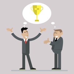 businessmen celebrate victory