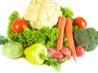 Vegetables isolated on a white background .Fresh vegetables. Colorful vegetable . Healthy vegetable . Assortment of fresh vegetables .Healthy food