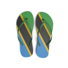 Tanzania flag flip flop sandals on a white background. 3D Rendering