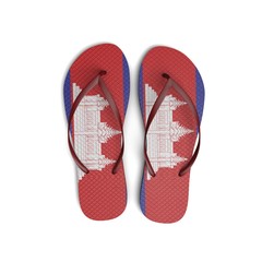 Cambodia flag flip flop sandals on a white background. 3D Rendering
