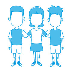 Cute kids friends cartoon icon vector illustration graphic design