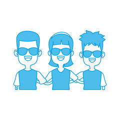 Cute kids friends cartoon icon vector illustration graphic design