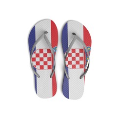 Croatia flag flip flop sandals on a white background. 3D Rendering