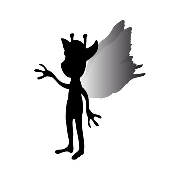 Pixie silhouette mythical animal fantasy