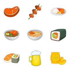 Bachelor party icons set, cartoon style