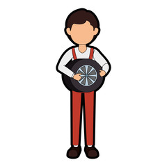 mechanic with tire avatar character
