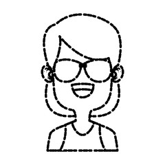 Girl with sunglasses icon vector illustration graphic design