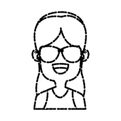 Girl with sunglasses icon vector illustration graphic design