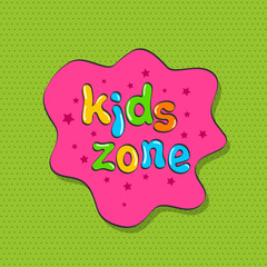 Colorful bubble letters for children's playroom decoration. Inscription on green background. Kids zone banner design. Children playground. Vector illustration of a logo with text game zone 