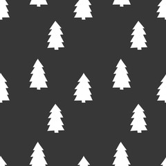 Obraz premium Black and white wrapping paper. Vector seamless geometric pattern with Christmas trees.