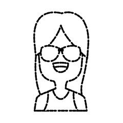 Girl with sunglasses icon vector illustration graphic design