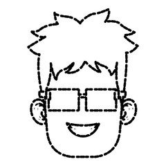 Boy with glasses cartoon icon vector illustration graphic