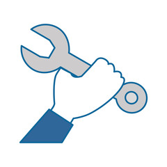hand with wrench key isolated icon