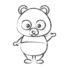 cute panda bear icon over white background vector illustration