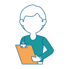 delivery worker with clipboard avatar character