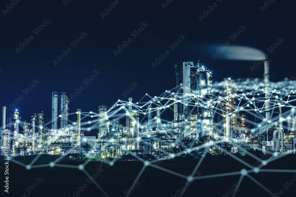 Aufkleber communication network and modern factory.