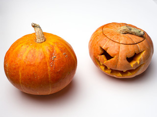 Cut out lamp jack and a whole pumpkin. An example of how it can work out well.