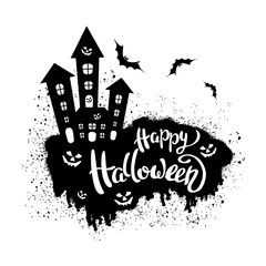 Happy Halloween template for banner or poster.  Vector illustration