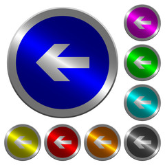 Left arrow luminous coin-like round color buttons