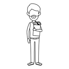 man with bag of groceries