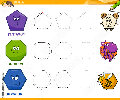 "geometric shapes drawing worksheet" Stock image and royalty-free