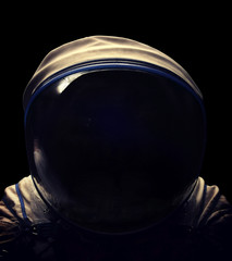 Astronaut Helmet Low Key Black Background