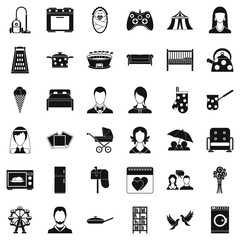 Family icons set, simple style