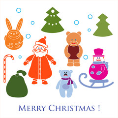 Obraz na płótnie Canvas New year and Christmas toys and symbols.