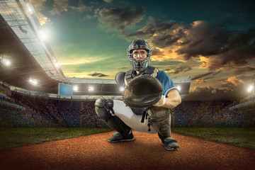 Baseball players in action on the stadium. © Andrii IURLOV
