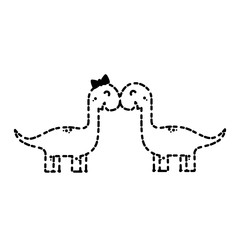 couple of dinosaurs icon over white background vector illustration