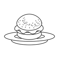 dish with delicious burger isolated icon