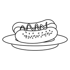 dish with delicious hot dog