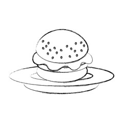 dish with delicious burger isolated icon