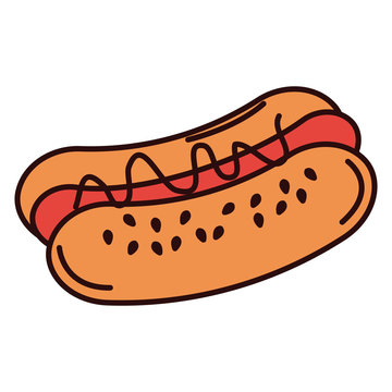 dish with delicious hot dog vector illustration design