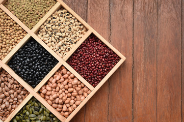 collection of different legumes for background