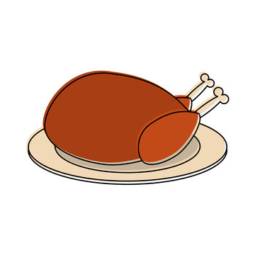 whole chicken on plate icon image vector illustration design 