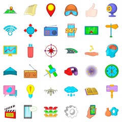 Mark icons set, cartoon style