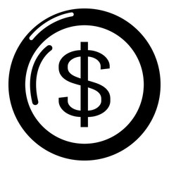 Coin icon, simple black style