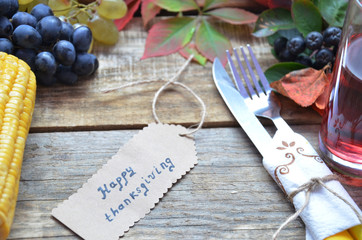 Autumn nature concept. Fall fruit and vegetables on wood. Thanksgiving dinner, table celebration of Thanksgiving. Organic vegetarian fruits and vegetables. harvesting. pumpkin, corn, grapes