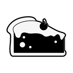 pie with cherry pastry icon image vector illustration design  black and white