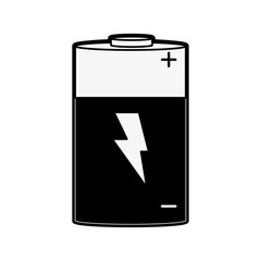 battery with lightning bolt icon image vector illustration design  black and white