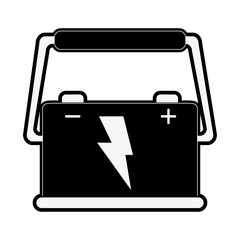 battery with lightning bolt icon image vector illustration design  black and white