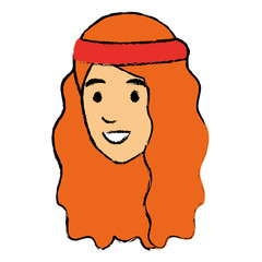 hippie woman head avatar character