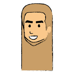 hippie man head with long hair