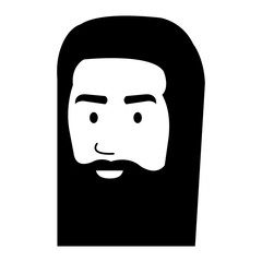 hippie man head with long hair